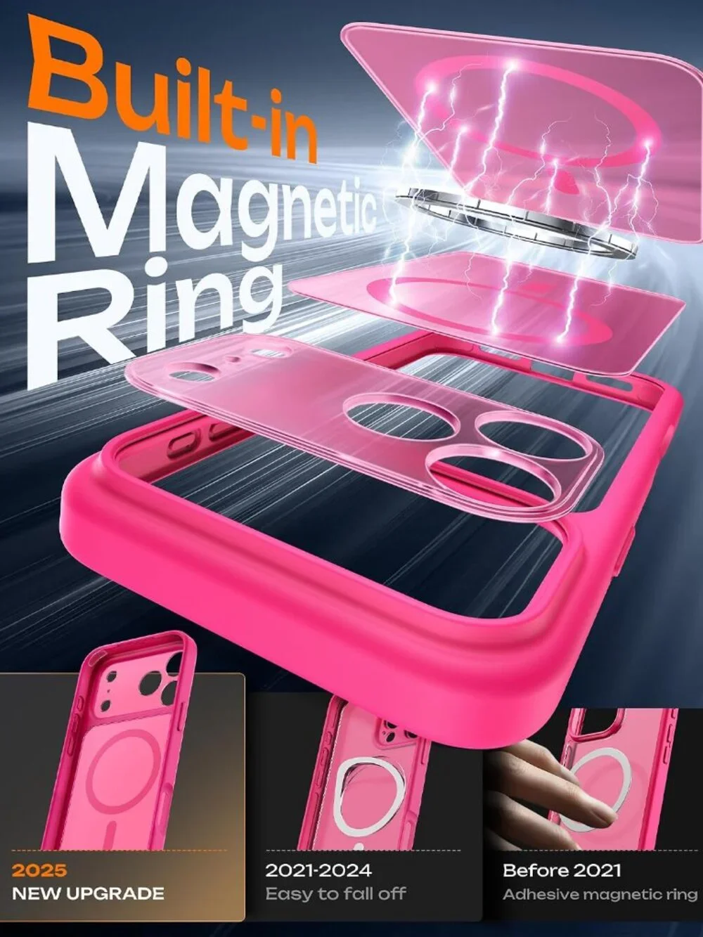 iPhone 17 Pro Case MagSafe Military Shockproof Matte Hot Pink Cover